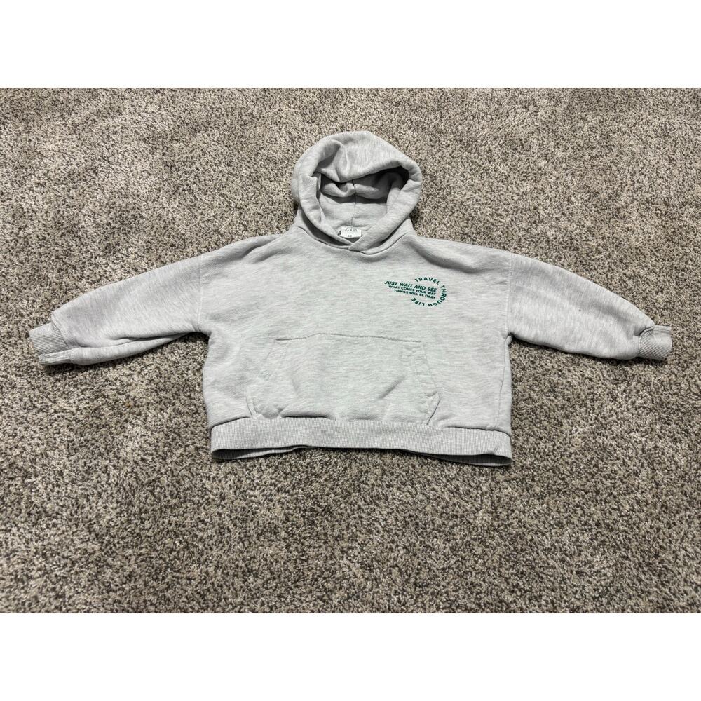 Zara “Travel Through Life” Gray Hoodie, 2-3 Years